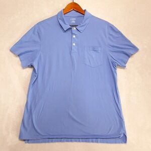 J.Crew Mens Washed Polo Shirt Sz.Large/Light Blue/Chest Pocket/Cotton
